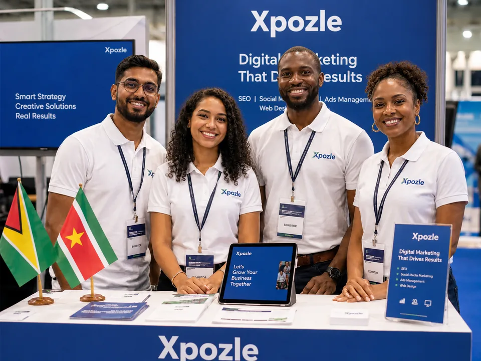 Xpozle-team registreert QR-leads en presenteert producten aan ondernemers